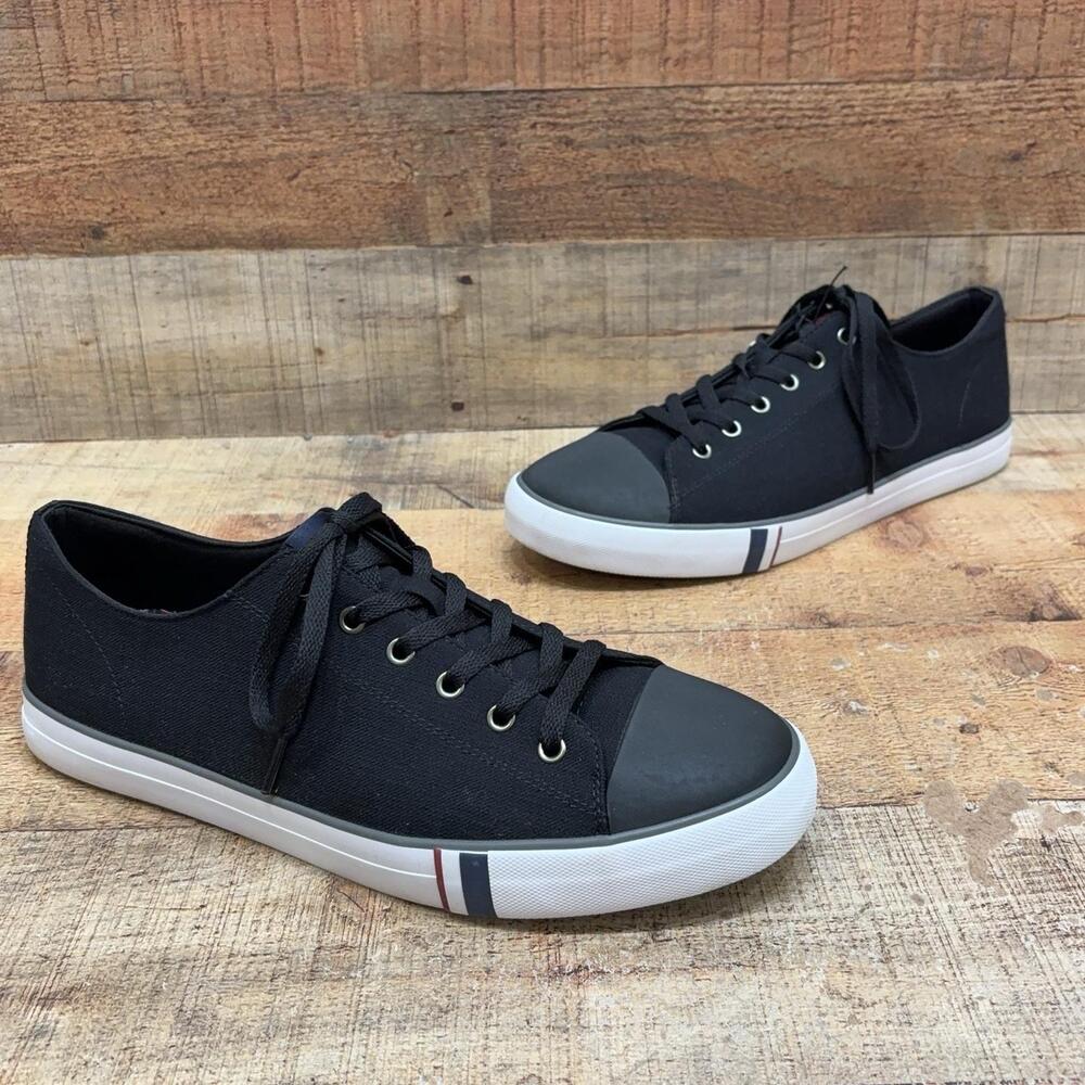 Ben Sherman Dorset Lo Shoes Mens Size 12 46 Black Canvas Memory Foam Sneaker